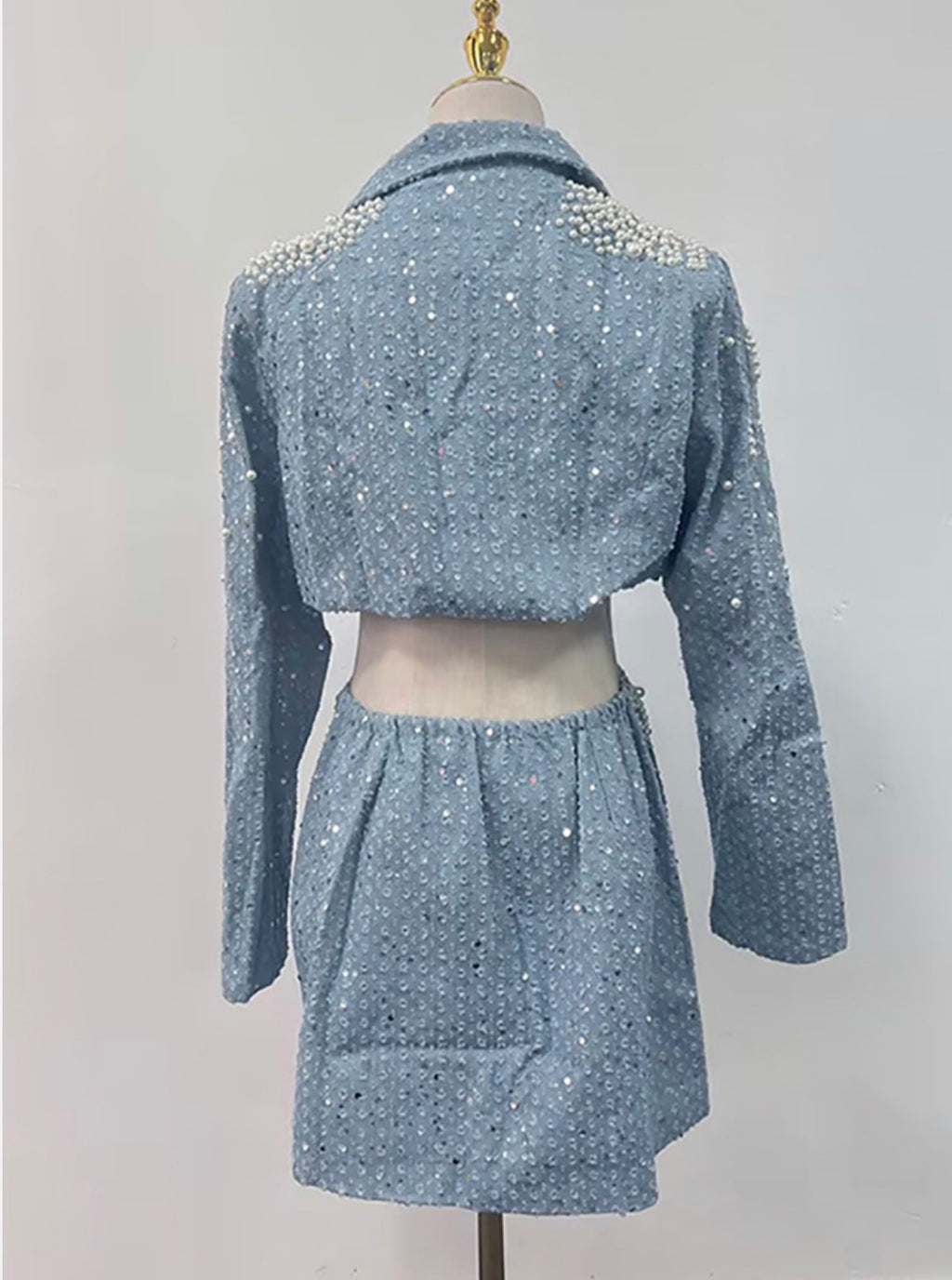 Pearl Drip Embellished Blazer Dress