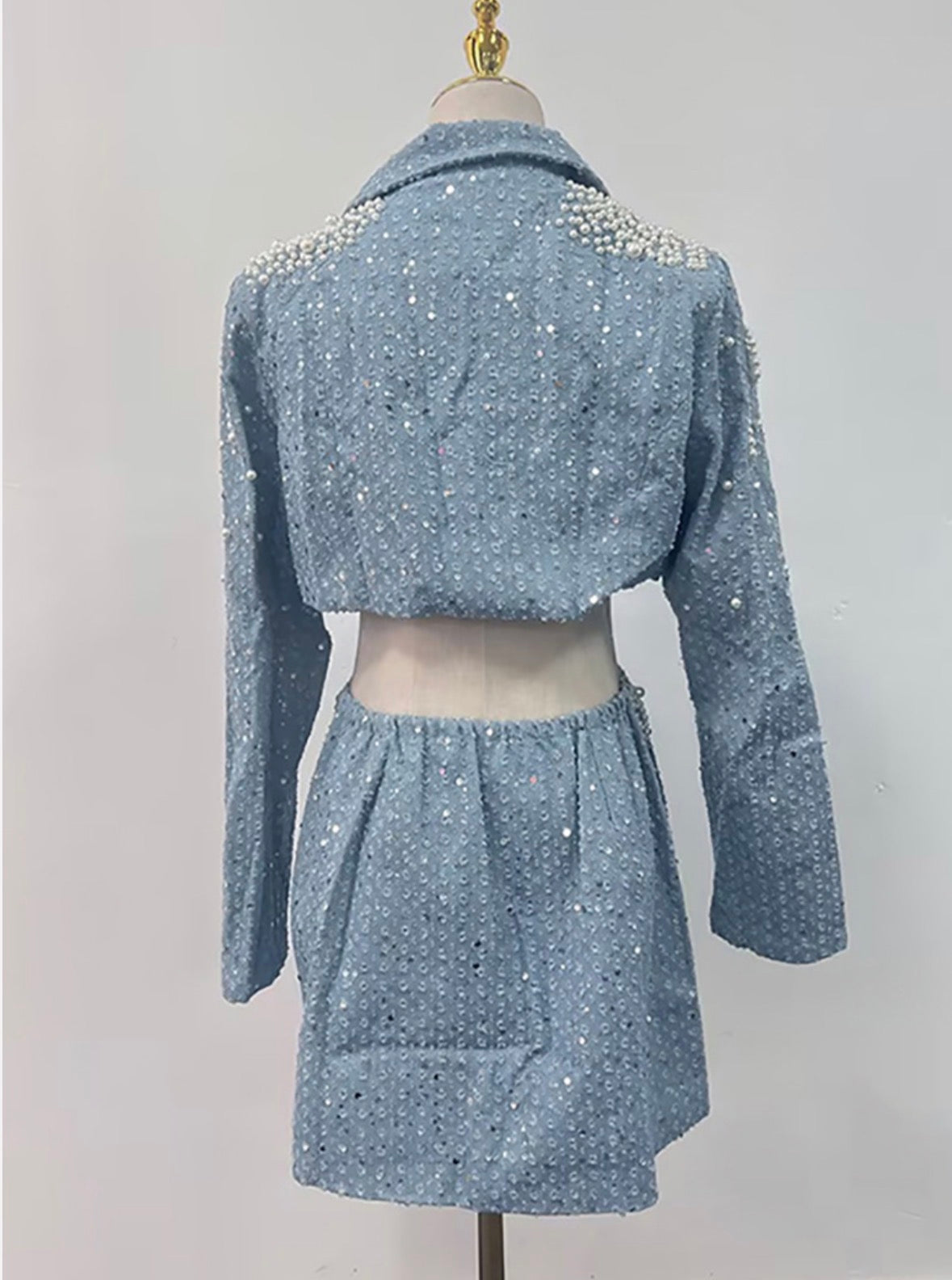 Pearl Drip Embellished Blazer Dress